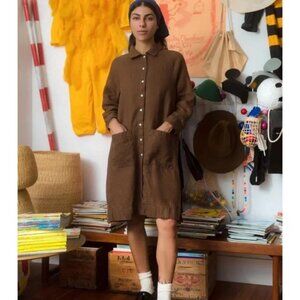 Beaton Linen – Raglan Coat Dress – XL